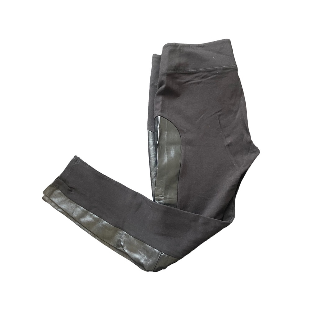 Philosophy | Black Leggings with Faux Leather Side Detail | Size M